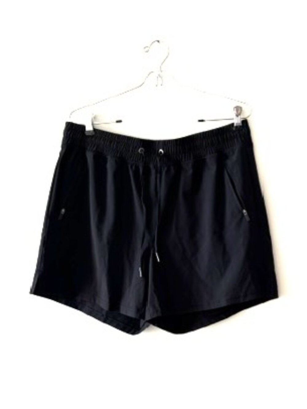 Gaiam Black Lightweight Drawstring Athletic Shorts with Front Pockets That Zip